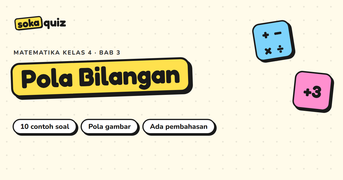 Contoh Soal Matematika Kelas 4 Bab 3 Pola Gambar dan Pola Bilangan